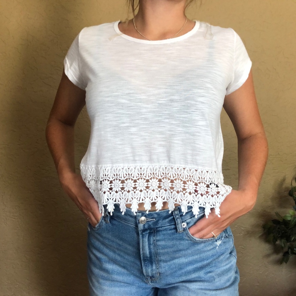 White Crop Tee